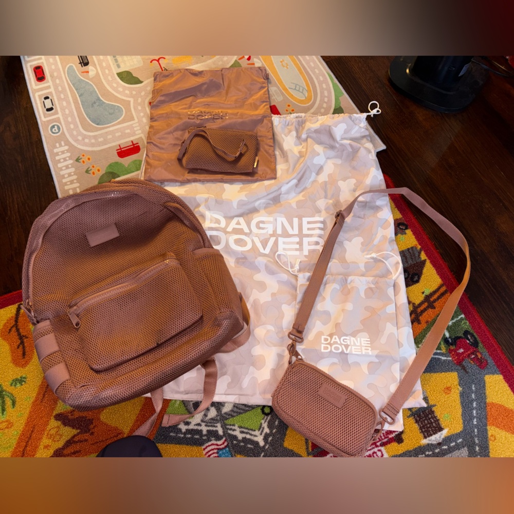 Dagne Dover mauve pink Backpack bundle with matching crossbody &attachable pouch